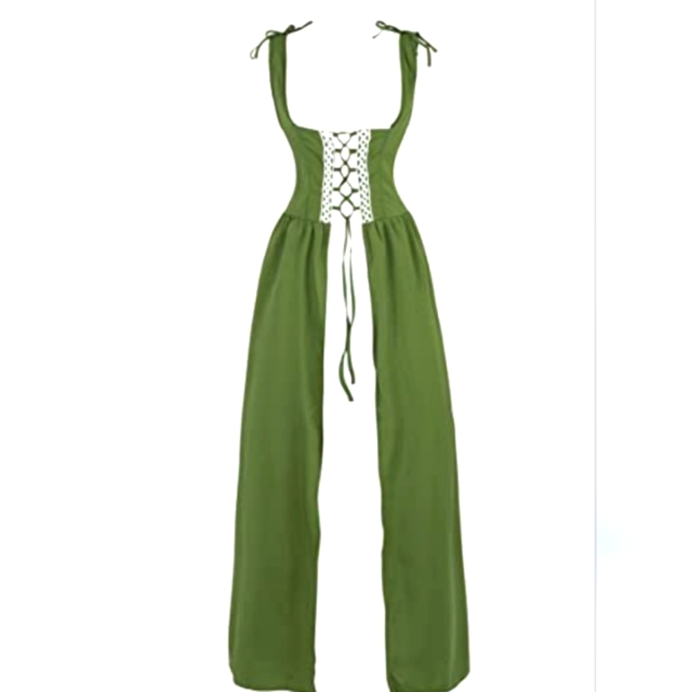 Green Sleeveless Bodice, Dress, Renaissance, Mideval Costume